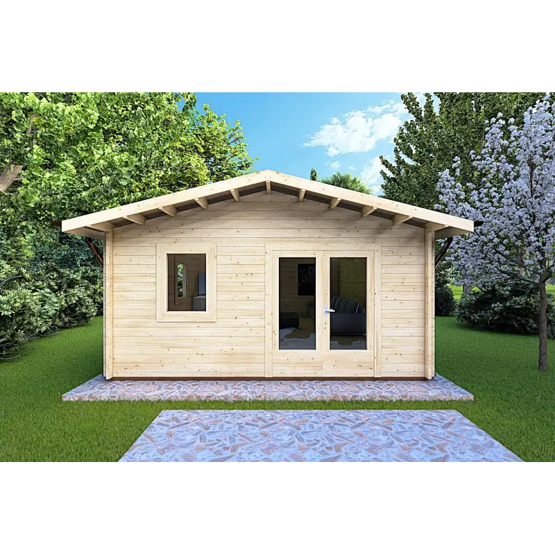 Gartenhaus Holz EMILY 5x6, 44mm, Frontansicht