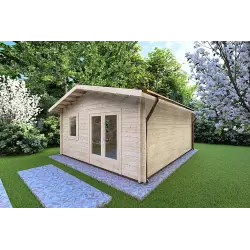 Gartenhaus Holz EMILY 5x6, 44mm, Frontansicht rechte Seite