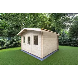 Gartenhaus Holz CHIARA 5x5, 44mm, Frontansicht rechte Seite