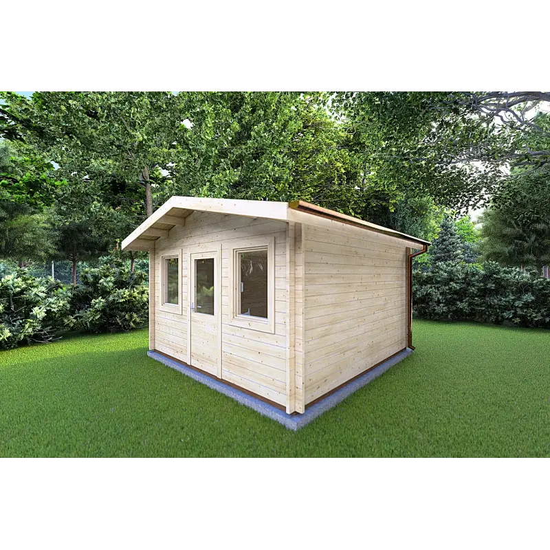 Gartenhaus Holz CHIARA 5x5, 44mm, Frontansicht rechte Seite