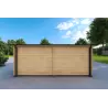 Doppel-Holzgarage mit Pultdach 6x6, 44mm, Rückansicht