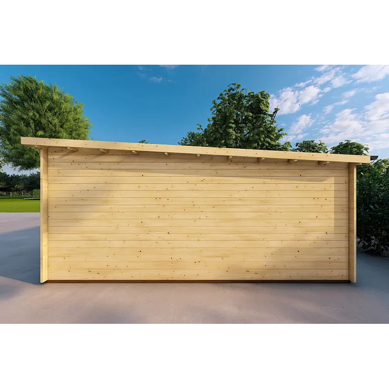Doppel-Holzgarage mit Pultdach 6x6, 44mm, rechte Seite