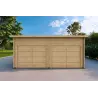 Doppel-Holzgarage mit Pultdach 6x6, 44mm, Frontansicht