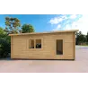 Doppel-Holzgarage mit Pultdach 6x6, 44mm, linke Seite