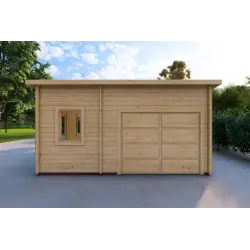 Garage aus Holz mit separatem Abstellraum 6x5.4, 44mm, Frontansicht