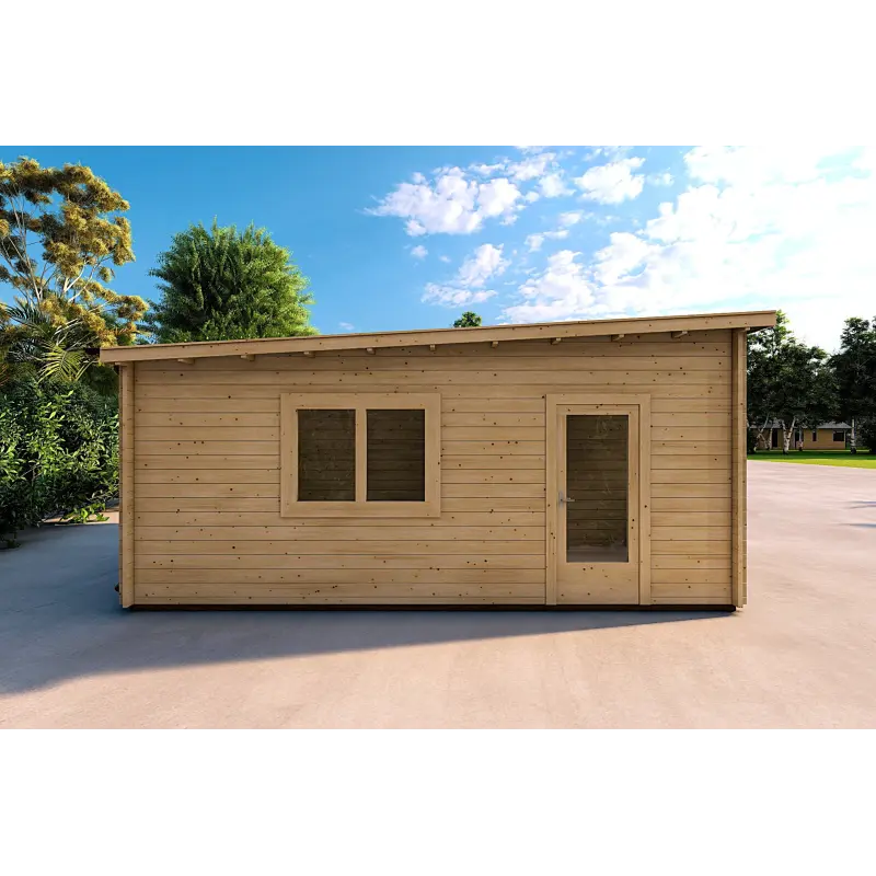 Garage aus Holz mit separatem Abstellraum 6x5.4, 44mm, Rückansicht