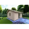 Moderne Gartenhaus für den Pool CLARA 5.2x4.2, 44mm, Frontansicht linke Seite