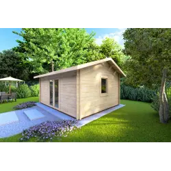 Moderne Gartenhaus für den Pool CLARA 5.2x4.2, 44mm, Frontansicht rechte Seite