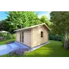 Moderne Gartenhaus für den Pool CLARA 5.2x4.2, 44mm, Frontansicht rechte Seite
