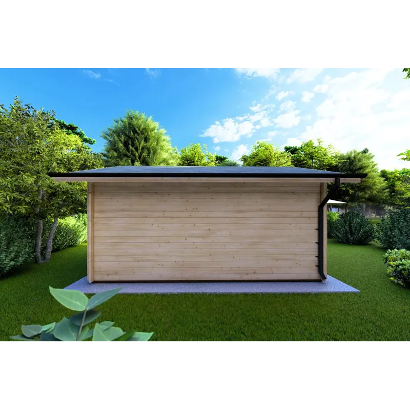 Moderne Gartenhaus für den Pool CLARA 5.2x4.2, 44mm, Rückansicht