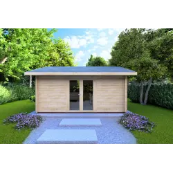 Moderne Gartenhaus für den Pool CLARA 5.2x4.2, 44mm, Frontansicht