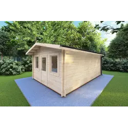 Gartenhaus Holz CHIARA 4x6, 44mm, Frontansicht rechte Seite