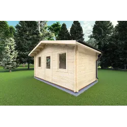 Moderne Gartenhaus CHIARA 5x3, 44mm, Frontansicht rechte Seite