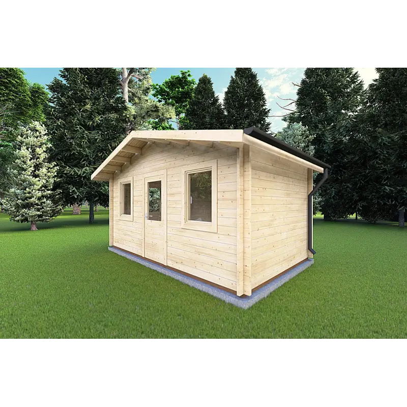 Moderne Gartenhaus CHIARA 5x3, 44mm, Frontansicht rechte Seite