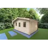 Moderne Gartenhaus CHIARA 5x4, 44mm, Frontansicht rechte Seite