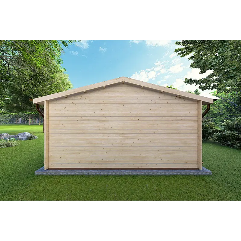 Moderne Gartenhaus CHIARA 5x4, 44mm, Rückansicht