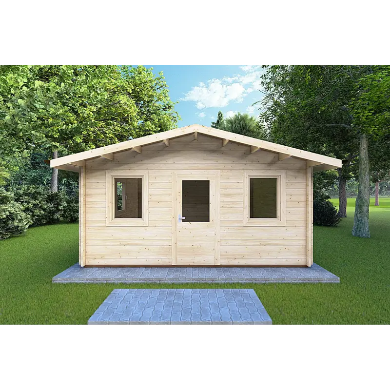 Moderne Gartenhaus CHIARA 5x4, 44mm, Frontansicht