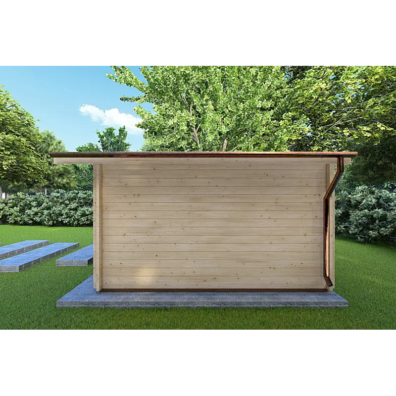 Moderne Gartenhaus CHIARA 5x4, 44mm, rechte Seite