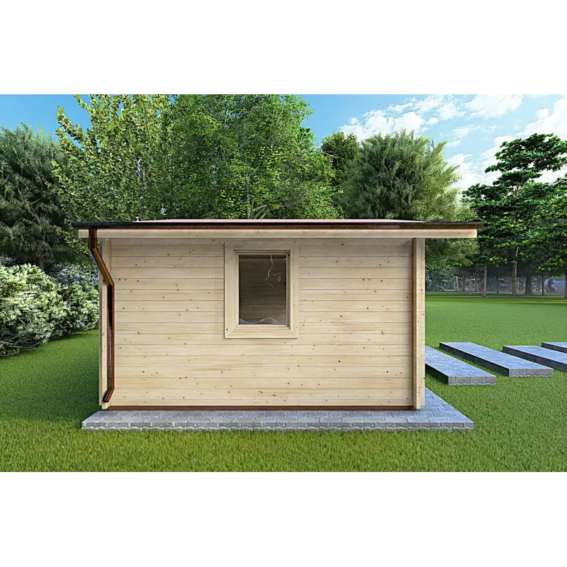 Moderne Gartenhaus CHIARA 5x4, 44mm, linke Seite