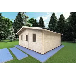 Gartenbüro CHIARA 6x6, 44mm, Frontansicht rechte Seite