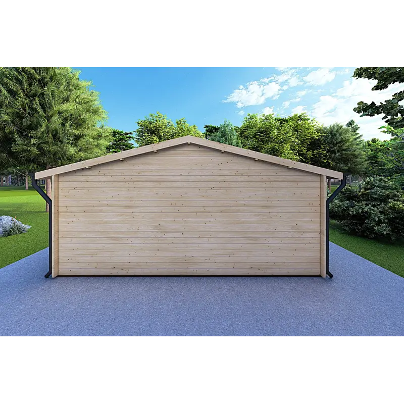 Moderne Gartenhaus EMILY 6x5, 44mm, Rückansicht