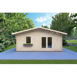 Moderne Gartenhaus EMILY 6x5, 44mm, Frontansicht