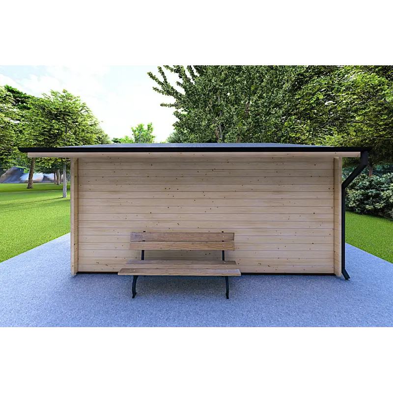 Moderne Gartenhaus EMILY 6x5, 44mm, rechte Seite