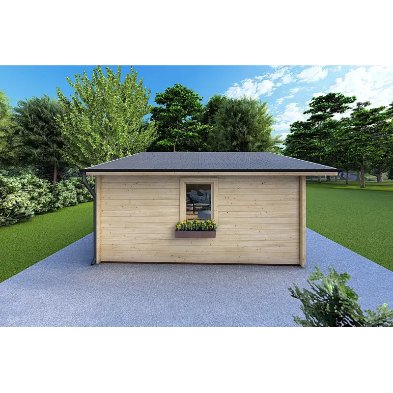 Moderne Gartenhaus EMILY 6x5, 44mm, linke Seite