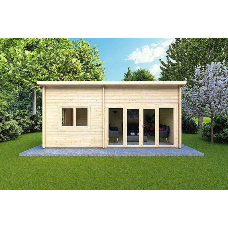 Frontansicht Gartenhaus 3x3 sofort lieferbar Caleba, kompaktes bezugsfertiges Gartenhaus aus Holz