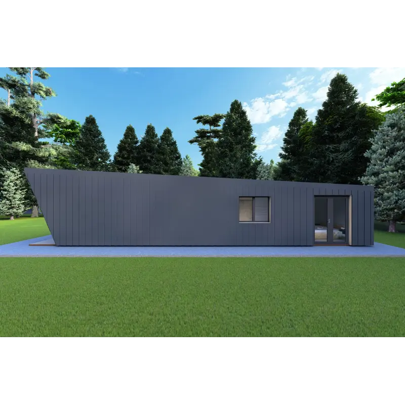 Holzhaus-Bungalow VISION 1 mit Veranda 4x14 44/100/30/40 mm, rechte Seite Farbe Anthrazit