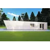 Holzhaus-Bungalow VISION 1 mit Veranda 4x14 44/100/30/40 mm, rechte Seite Farbe Holzgrau