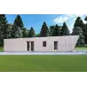 Holzhaus-Bungalow VISION 1 mit Veranda 4x14 44/100/30/40 mm, linke Seite Farbe Holzgrau