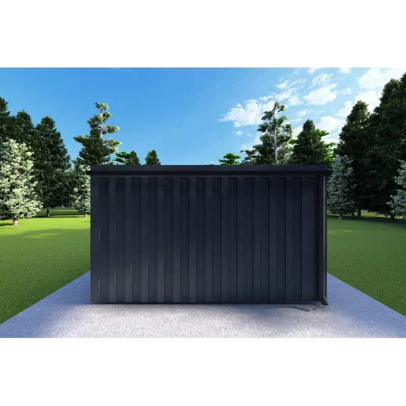Holzhaus-Bungalow VISION 1 mit Veranda 4x14 44/100/30/40 mm, Rückansicht