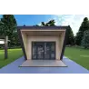 Holzhaus-Bungalow VISION 1 mit Veranda 4x14 44/100/30/40 mm, Frontansicht Farbe Anthrazit