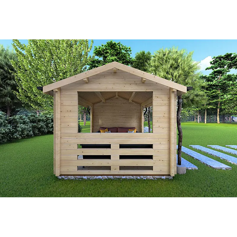 Gartenpavillon aus Holz STELLA 4x3, 68mm, linke Seite