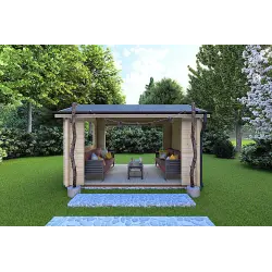 Gartenpavillon aus Holz STELLA 4x3, 68mm, Frontansicht
