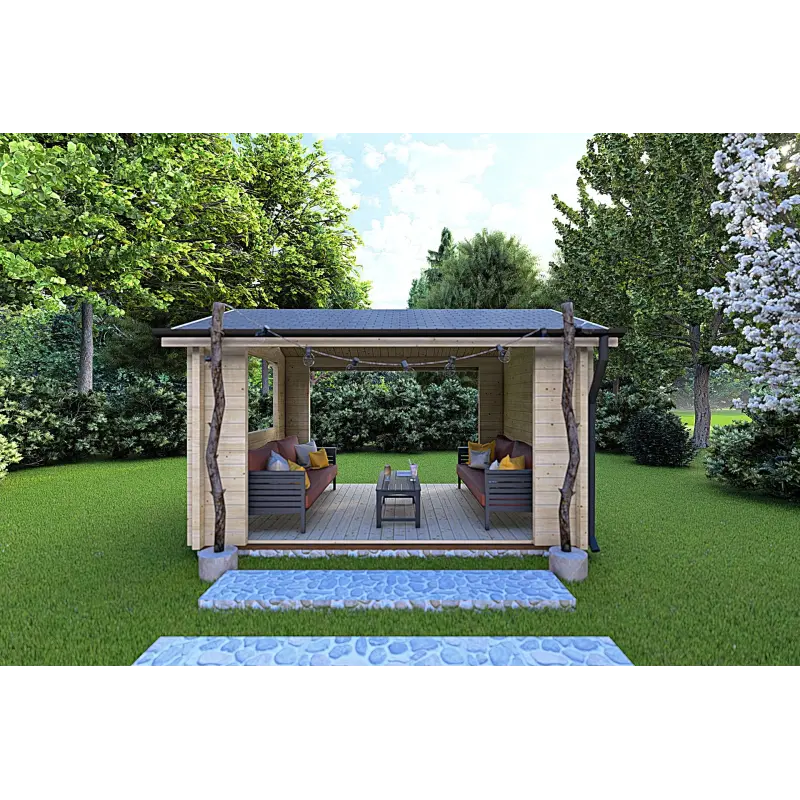 Gartenpavillon aus Holz STELLA 4x3, 68mm, Frontansicht