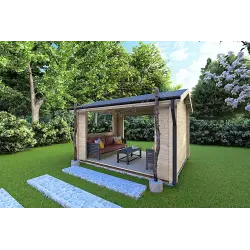 Gartenpavillon aus Holz STELLA 4x3, 68mm, Frontansicht rechte Seite
