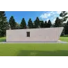 Holzhaus-Bungalow VISION 1 SMALL „S“ mit Patio 4x11 44/100/30/40, linke Seite Farbe Holzgrau