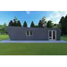 Holzhaus-Bungalow VISION 1 SMALL „S“ mit Patio 4x11 44/100/30/40, rechte Seite Farbe Anthrazit