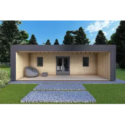 Mobilheime VISION 2 mit Veranda 8x6 60/100/30/40 mm, Frontansicht Farbe Anthrazit