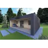 Mobilheime VISION 2 mit Veranda 8x6 60/100/30/40 mm, Frontansicht rechte Seite Farbe Anthrazit