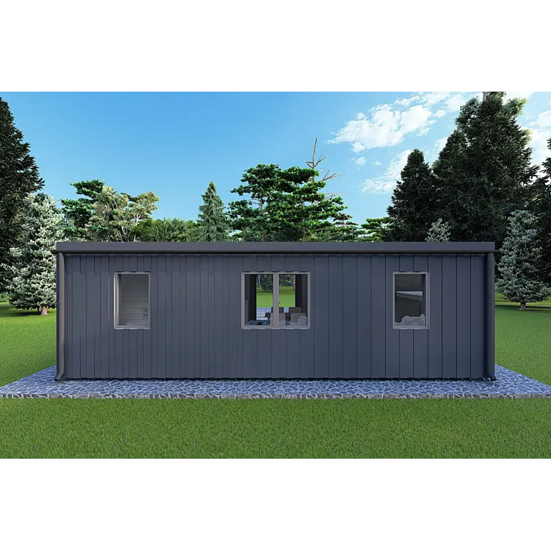 Mobilheime VISION 2 mit Veranda 8x6 60/100/30/40 mm, Rückansicht Farbe Anthrazit