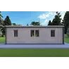 Mobilheime VISION 2 mit Veranda 8x6 60/100/30/40 mm, Rückansicht Farbe Holzgrau