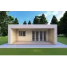 Holzhaus-Bungalow VISION 2 CUBE "C" mit 7x8 44/100/30/40 mm, Frontansicht Farbe Holzgrau