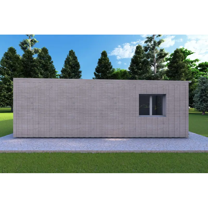 Holzhaus-Bungalow VISION 2 CUBE "C" mit 7x8 44/100/30/40 mm, rechte Seite Farbe Holzgrau
