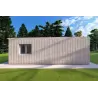 Holzhaus-Bungalow VISION 2 CUBE "C" mit 7x8 44/100/30/40 mm, linke Seite Farbe Holzgrau