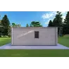 Holzhaus-Bungalow VISION 2 CUBE "C" mit 7x8 44/100/30/40 mm, Rückansicht Farbe Holzgrau