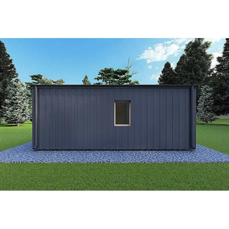 Holzhaus-Bungalow VISION 2 CUBE "C" mit 7x8 44/100/30/40 mm, Rückansicht Farbe Anthrazit