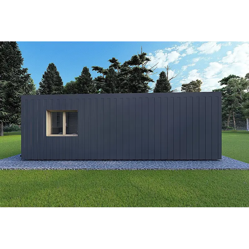 Holzhaus-Bungalow VISION 2 CUBE "C" mit 7x8 44/100/30/40 mm, linke Seite Farbe Anthrazit